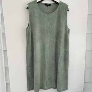Joh Sleeveless Sage Velvety Faux Suede Dress with Pockets XL